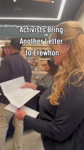 Our recent demonstrations aren't the only attempt to get @Erewhon's attention. DxE LA has attempted to contact company leadership numerous times, including through its online portal, a visit to its corporate office, and via a certified letter that was signed and delivered in mid-April. One of our organizers attempted to hand another letter to the store manager at a recent wellness event at the new West Hollywood location. Staff were friendly until some outreach outside the store piqued the inter