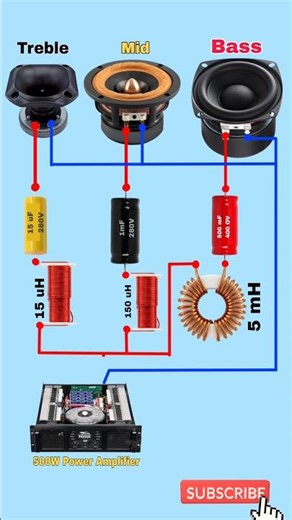 Speaker Crossovers Connection || 3 Way SpeakerCrossover Wiring Diagram || #shortvideo #shorts #viral