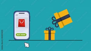 online shopping animation with gift box