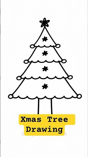 Christmas Tree Drawing Step by Step | Xmas Tree Drawing | How to draw Xmas Tree