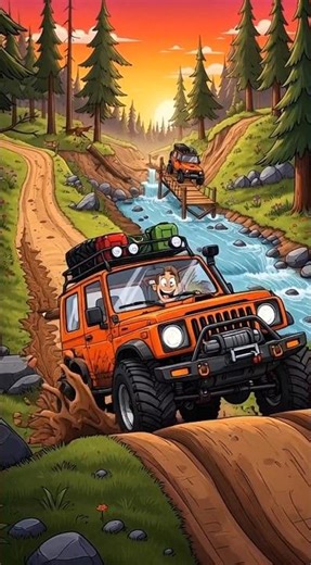 Adventure extreme jeep car #cartoon #jeep #cartoon #kids #fun #extreme #road #advanture #fyp #viral