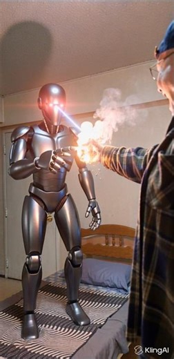 The robot loses the game of rock, paper, scissors #rockpaperscissors #robot #burning #laser