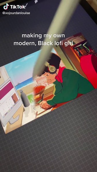 she’s got her airpods in, water, matcha, planning on #notion, her #telfeezy ready to go…she is me 🤎 #lofi #lofigirl #blackgirltiktok #picasso #fy