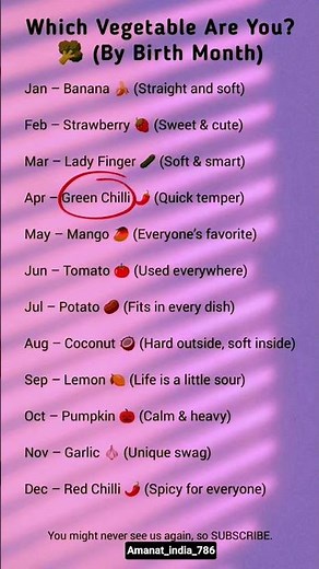 Which Vegetable Are You by Birth Month? 😂🤭