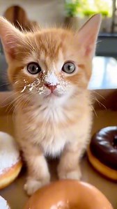 kitten found the donuts 🍩😹 Cute kitten gets into the donuts and lets out a little sneeze #cat #cats | The Cat Signal