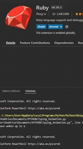 Ruby setup in Visual Studio Code #shorts