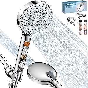 Filtered Shower Head with Handheld, 9 Modes High Pressure Shower Heads with Filter, 72"Hose, Adjustable Bracket, Hard Water Filter Mineral Beads to Remove Chlorine and Harmful Substance, Chrome