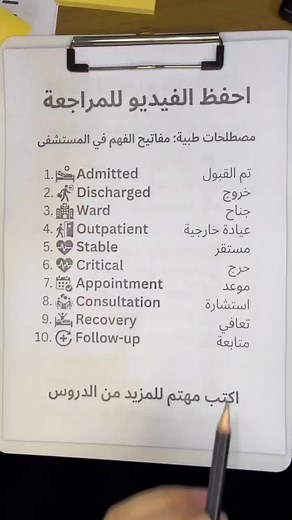مصطلحات طبية مفاتيح الفهم في المستشفى