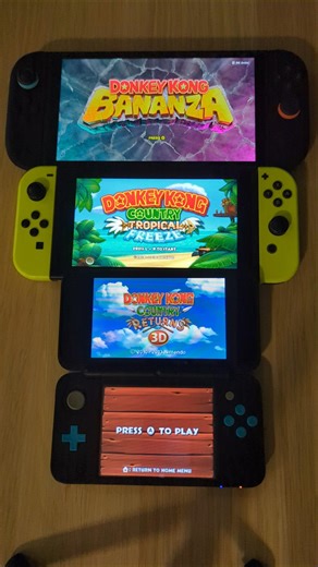 Donkey Kong Bonanza/ Freeze/Returns- Nintendo Switch 2 vs Switch vs New 2DS XL Speed Comparison