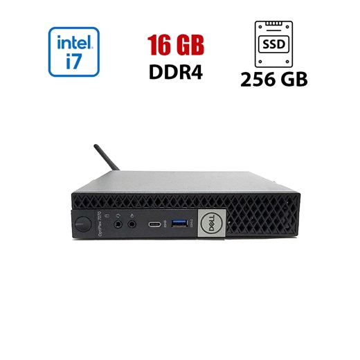Купити Неттоп Dell OptiPlex 7070 Micro USFF / Intel Core i7-8700T (6 (12) ядер по 2.4 - 4.0 GHz) / 16 GB DDR4 / 256 GB SSD NVMe / Intel UHD Graphics 630 / Wi-Fi / Win 11 Lic в Україні