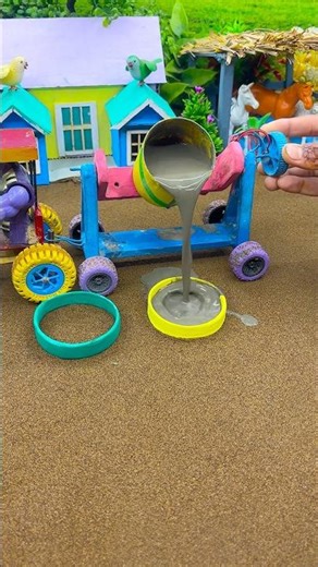 🚜😟 Mini Tractor Cement Pillar Build | Real Working DIY Construction 🚜 #shorts