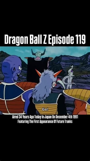 34 Years Ago Today In Japan On December 4th 1991! Dragon Ball Z Episode 119 Aired! Featuring The First Appearance Of Future Trunks! Where He Slices Through Frieza’s Henchmen All Swiftly. With His First Words Being I’ve Come To Kill You!!!! 🇯🇵📺💥🗡️🎉😲😯🫢🥶🐉 Credits To @realgeekdom101 #dragonball #futuretrunks #dragonballz | Ervin Chappell