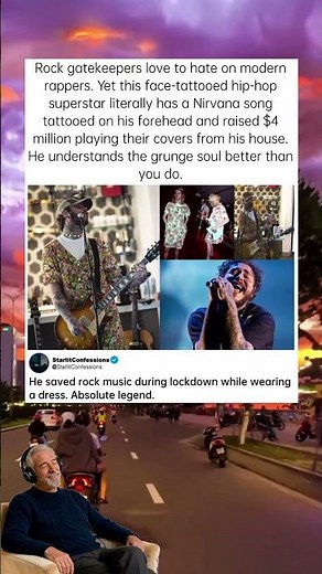 Why Post Malone has a Nirvana tattoo on his face. #PostMalone #Nirvana #rockcover