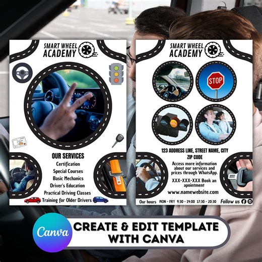 Academy Templates Canva/editable Driving Lesson Flyer/driving School Price List/driving School Flyers for Canva/driving School Template - Etsy Canada