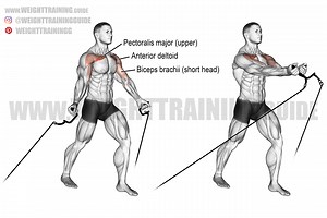 Standing incline cable fly exercise guide and video | Weight Training Guide