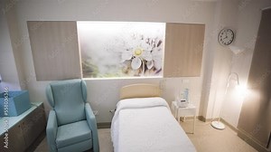 empty hospital maternity room in private clinic ready to welcoming a newborn baby