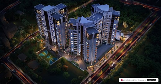 Architectural 3D Rendering and Elevation Design of Privilege Tower in Pune