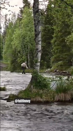 🇫🇮 Finnish Log Driver Riding a Log Down The White Water River #shorts