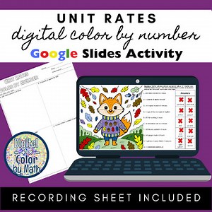 Digital Color by Number: Unit Rates Fall Theme