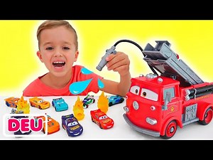 Vlad und Niki spielen mit Disney Autos und Feiern Blitz McQueen Tag