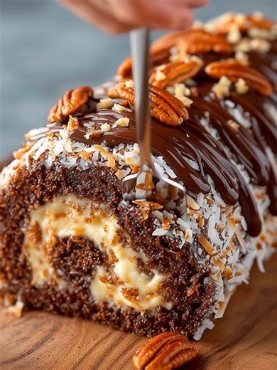 German Chocolate Cake Roll Ingredients: 2 cups all-purpose flour 1 ½ cups granulated sugar ¾ cup unsweetened cocoa powder 1 ½ teaspoons baking powder 1 ½ teaspoons baking soda ...... Full Recipe in Coʍmеոτ 💬 | The Saucy Plate