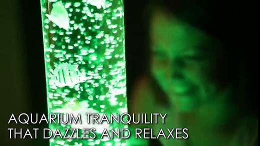 Playlearn 3.3ft Bubble Tube with Remote Control - 8 Fake Fish - Color Changing LED Lights - Sensory Bubble Lamp – Fake Fish Tank Floor Lamp