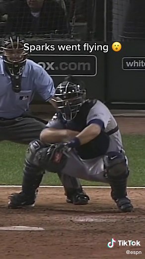 Sparks came off the catcher's mask 😳 #mlb #baseball #summer #catcher | catcher baseball