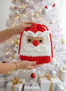 Santa Crochet Bag Pattern PDF | Handmade Christmas Gift Bag Tutorial | Crochet Amigurumi Santa Pattern - Etsy