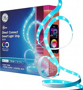 GE Cync Smart LED Strip Light, Color Changing Room Decor LED Light Strip, Works with Alexa and Google Home, Matter Compatible, LED Lights for Bedroom, Millions of Colors and White Tones, 32 Feet