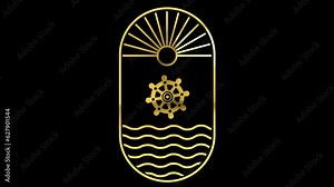 Aesthetic Rudder Ocean boat Logo Gold Metallic Animated Logo, with ALPHA Channel (Transparent Background) In 4K Resolution