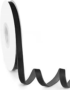 3/8" Velvet Ribbon, 10 Yards - Thin Black Velvet Ribbon on Spool for Crafts, Gift Wrapping, DIY, Hair Bows, Wedding Invitations, Valentine's Day, Christmas and Halloween Party Decoration