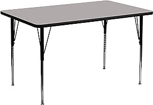 Flash Furniture 30''W x 60''L Rectangular Grey HP Laminate Activity Table - Standard Height Adjustable Legs