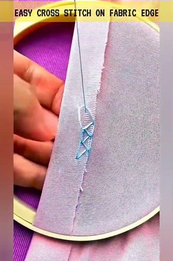 Creative Border Embroidery with Simple Criss-Cross Pattern #sewinghack #embroideryart