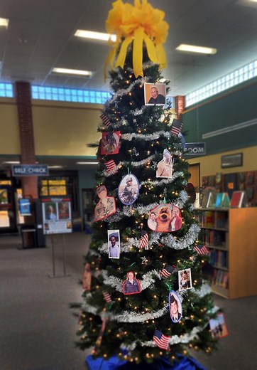 Barr library Heroes Tree displays special memories for the holidays