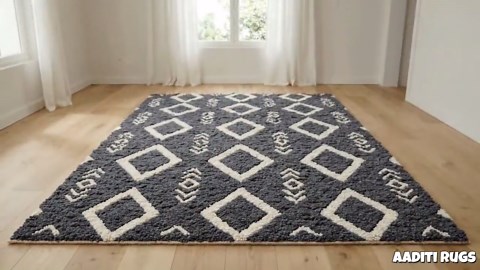 Hand Tufted Rug | Black and White Diamond Pattern Carpet | Scandinavian Minimalist Floor Decor. - Etsy
