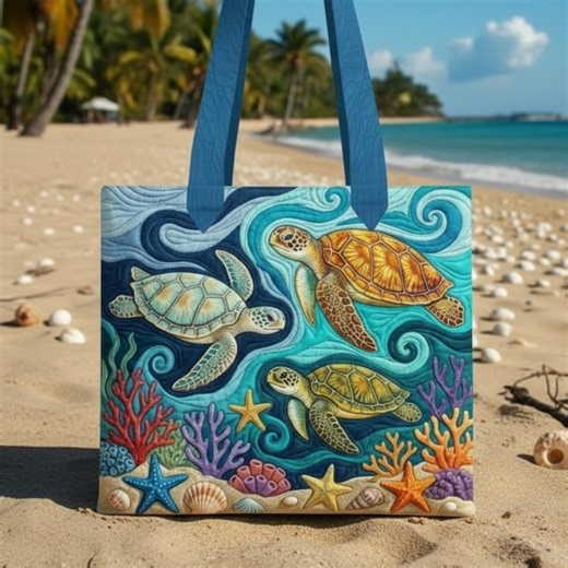 Sea Turtle Canvas Tote Bag, Ocean Turtle Art Tote, Marine Life Tote Bag, Beach Style Canvas Tote, Sea Life Lover Gift - Etsy
