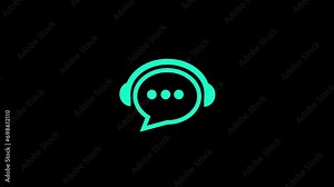 Customer Support Icon bubble chat with headphone icon, Helpline chat icon simple logotype pictogram animation Stock Video