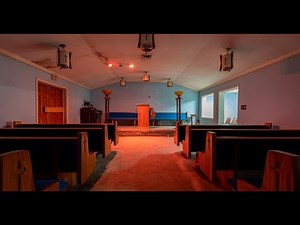 Inside haunting abandoned funeral chapel with operating table and rusting tools