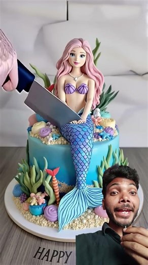 How to Make a Stunning Mermaid Cake 🤩 🎂| Easy Underwater Cake Tutorial #shorts #cake