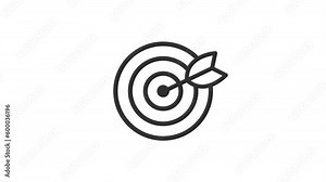 Target goal icon animation. Marketing targeting strategy symbol. Aim target with arrow sign. Archery or goal strategy. Marketing icon. animated goal target icon.
