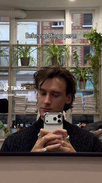 Before and after getting a perm Men’s medium/ long hair cut