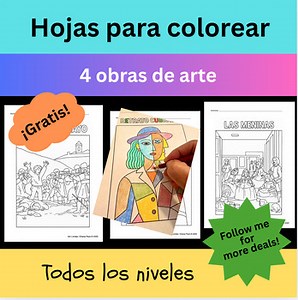 FREE Art Masterpieces Coloring Sheets - (Velázquez, Goya, D. Rivera and Picasso)