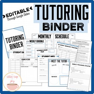 Tutoring Binder (Classic) EDITABLE: For Planning & Organizing Tutoring Sessions
