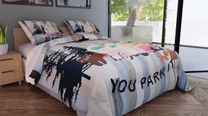 Happy Camping Bedding for Girls Kids Teens, Pink Rv Car Comforter Set, Rustic Wooden Vintage Farmhouse Down Comforter, Camper Bedding Set for Travel Trailers, Wolf Bear Hunting Theme Quilt, Twin
