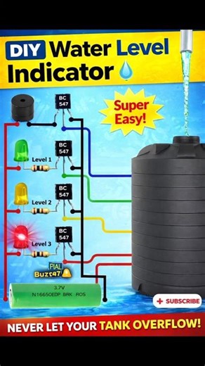 DIY Water Level Indicator Using BC547 Transistors 💡🔋 #diyelectronics #diy #electrician #diytech