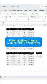 Filter Multiple Criteria in Excel with FILTER + COUNTIFS. #ExcelTips #SpreadsheetSkills #FormulaHack