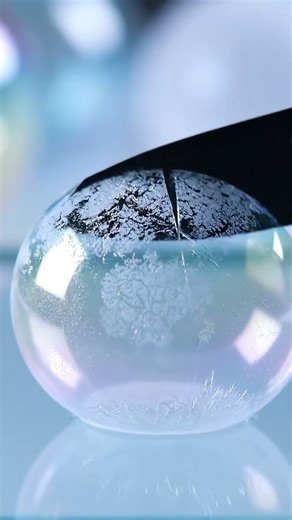 Frozen Soap Bubble Slice — Crystal Crack ASMR #majesticshorts #aestheticai #candleflame