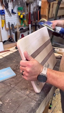 Use a 3x4 sander with a foam pad to make sanding edges more efficient #diy #woodworking #workshop