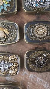 Hand-decorated Pill Box: Antique Brass, Two Compartments, Mirror Lid - Etsy