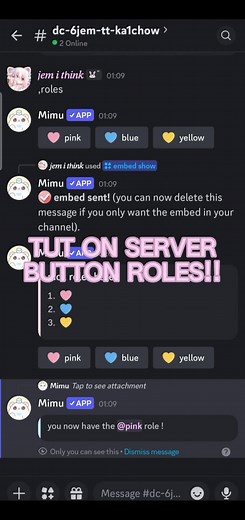 how to make buttonresponder roles using the mimu bot for discord servers how to make roles on discord, bla bla bla, and overall how to do one thing with mimu. you can pause to read but i think thats just common sense 😛 #discord #server #roles #fyp #mimu